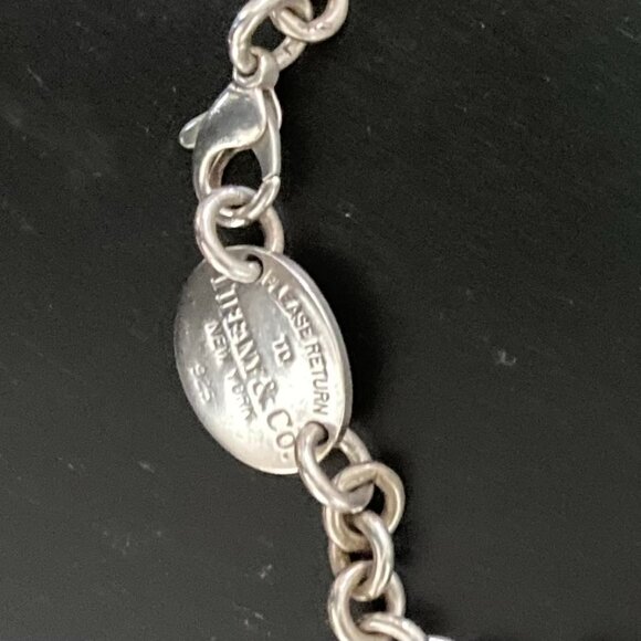 15" Please Return To Tiffany Oval Tag Choker Pendant Necklace in Sterling Silver - Picture 2 of 4